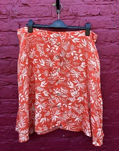 BNWT New Look Tall Coral Leaf Print Casual Summer A-Line Cotton Skirt Size 20 - Picture 1 of 8