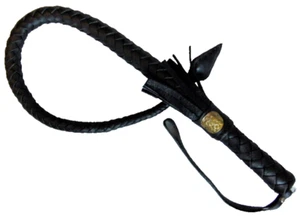 Russische Kosaken Echt Schwarz Leder Peitsche Handarbeit 92 cm Original Neu - Bild 1 von 8
