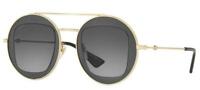 Gucci GG0105s 001 Gold Ruthenium Round Grey Gradient Sunglasses Sonnenbrille 47m