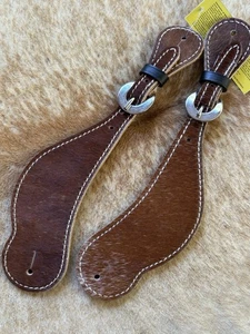 Erwachsenengröße Paar Echthaar auf Rindsleder Western-Spornriemen - Bild 1 von 5