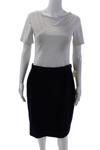 Escada Margaretha Ley Womens Knee Length Velvet Pencil Skirt Purple Size IT 42 - Picture 1 of 8