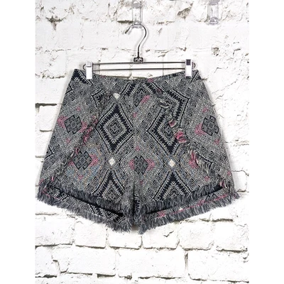 Pantalones Cortos RORY BECA "Yohah" Revolve Cintura Alta Flecos Estampado Batik Medianos Nuevos con Etiquetas  Foto 1 de 4