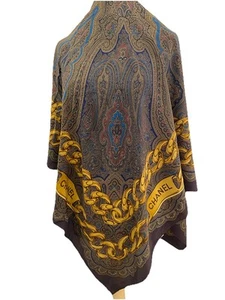 S37# Chanel Multicolore Silk Shawl 55/51 - Picture 1 of 5