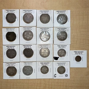 Lot of 17 Newfoundland Fifty Cent, 25, 20, 10 Cent Silver Coins - 5.11oz ASW - Picture 1 of 12
