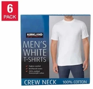 Kirkland Men's 6-pack White 100% Cotton Crew Neck T-shirts NWT Size XL - Picture 1 of 4