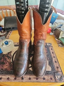UNBRANDED MEN'S COWBOY WESTERN BROWN LEATHER ROPER BOOTS..SIZE 10.5 - Picture 1 of 7