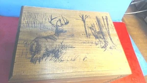Big Buck Deer - 9-3/4" x 7-1/4"- Lodge- Cabin-DECOR--Wood- Trinket- Storage Box - Picture 1 of 5