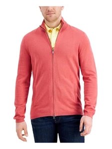 TASSO ELBA Mens Coral Mock Neck Classic Fit Full Zip Stretch Cardigan Sweater S - Picture 1 of 6