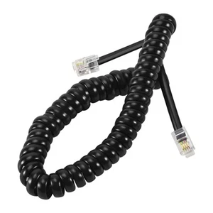 9.3" Black RJ9 Telephone Phone Modem Coil Line Cord Cable I4Y33736 - Zdjęcie 1 z 7