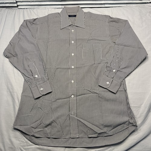 Camicia Burberry London uomo 16 33 nera bianca righe bottoni made USA classica