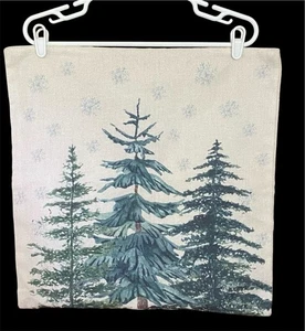 NEU OHNE ETIKETT MARKENLOS WEIHNACHTSBÄUME SCHNEEFLOCKEN AUSSAGE KISSENBEZUG REISSVERSCHLUSS 20" X 20 - Bild 1 von 2