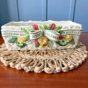 Fitz & Floyd Herb Planter – 1990s Vintage Ceramic Floral Ribbon Lattice Design - Picture 1 of 7