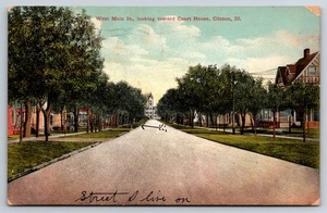 West Main Street Court House Clinton Illinois IL 1910 Postkarte - Bild 1 von 2