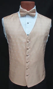 Men's Perry Ellis Peach Orange Tuxedo Vest & Tie Set Cruise Wedding Groom Prom - Picture 1 of 7