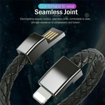Bracelet Leather USB Lead Micro USB Type C Fast Charge Charger Cable For iPhone - Image 1 of 4