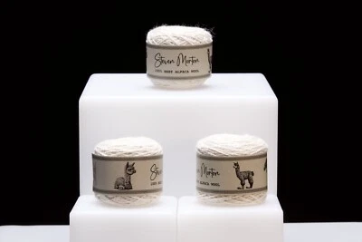 STEVEN MORTON 100% Baby Alpaca Yarn (color: Natural White) - Set of 3 Skeins- Fine [3]