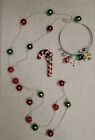 Christmas in July Fashion Jewelry Lot Candy Cane Brooch Charm Bracelet Necklace