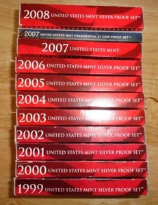 Juegos de prueba S de plata como nuevos de Estados Unidos 1999-2008 con cuartos de estado caja como nueva de Estados Unidos y certificado de autenticidad en buen estado - Imagen 1 de 1