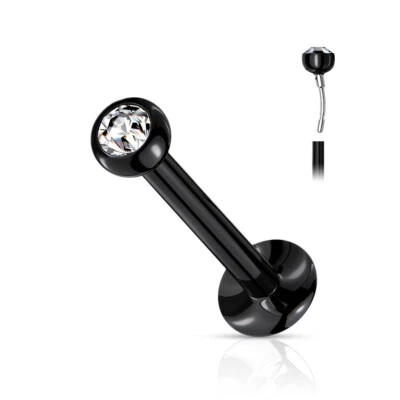 Labret Monroe  Lip Ring Helix Ear Cartilage 16 G Titanium Push In Press-Fit Gem - Image 1 of 4