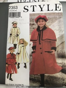 🌼 STYLE #2353 - GIRLS PRETTY WINTER SWING COAT - CAPE & HAT PATTERN 3-8 FF - Picture 1 of 2