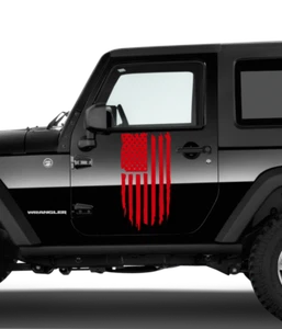 Distressed Tattered American Flag Vinyl Decal Sticker 2a Patriotic 1 set L & R - Picture 1 of 17