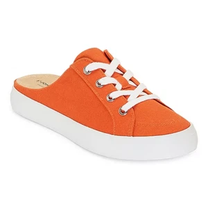 NEW IN BOX ST John's Bay Ladies Boat Shoes Open back Canvas tangerine 5 wide - Picture 1 of 1