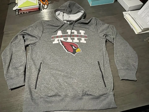 NFL Arizona Cardinals Hoodie XL Gray Zip Pockets Warm Soft Team apparel Football Cover