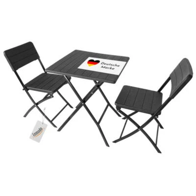 Klappbares Balkonmöbel Set 3-teilig, 2x Balkonstühle + 1x Balkontisch, Holzoptik - Bild 1 von 4