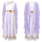 Kids Girls Grecian Gown Dress Lyrical Ancient Greek Toga Costume Role Play Soft