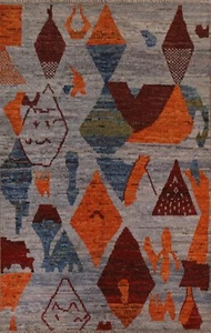 Moroccan Area Rug 6x9 Geometric Hand-Knotted Wool for Bedroom - Picture 1 of 12