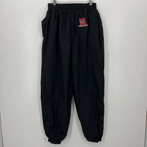 Champion Sweatpants Men's L Black Nebraska Huskers NCAA Ankle Tapered Pockets Cover