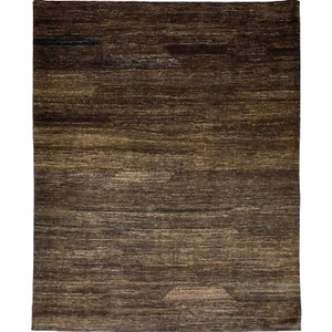 Handmade (7'11" x 9'9") Natural Dark Brown Wool Afghan Gabbeh Area Rug - Picture 1 of 13