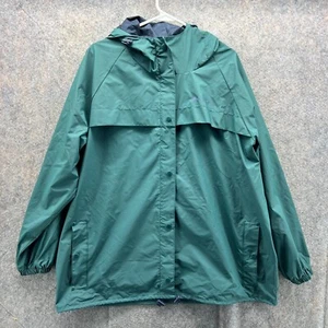 Columbia Jacket Womens Large Blue Windbreaker Rain PVC Waterproof Vintage Hoodie - Picture 1 of 13