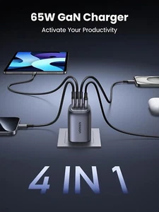 UGREEN 65W Power Adaptor 4-PORT GaN Fast Charger for iPhone iPad MacBook Laptop - Picture 1 of 7