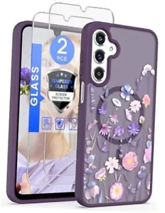 for Samsung Galaxy A16 5G Floral Phone Case with 2X Screen Protector, Military - Picture 1 of 8