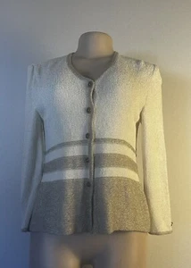 St John Collection Cardigan Sweater Womens Petite Cream Knitted USA - Picture 1 of 2