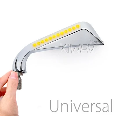 Espejo KiWAV HACHA cromo pulido LED intermitentes 10mm rosca se adapta a Moto Guzzi Foto 1 de 4