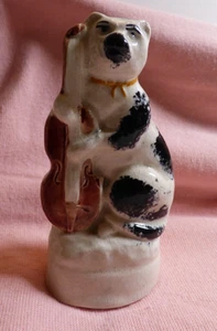 RARE Adorable 19thC Cat & Fiddle Staffordshire fig 4 1/2" Fairing ca 1880s NICE - Picture 1 of 11