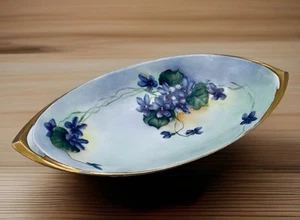 Rosenthale Donatello Bavaria Handled Bon Plate Trinket Dish Violets Signed - Picture 1 of 22