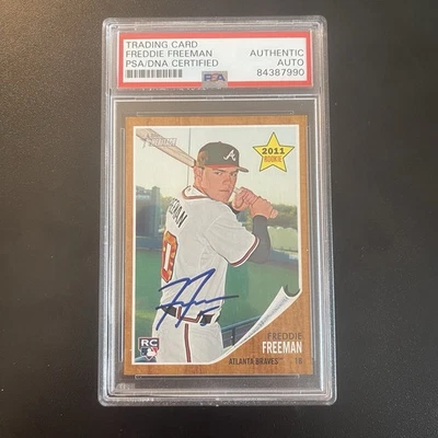 Topps Heritage Freddie Freeman 76 Rookie RC 2011 firmado audaz automático PSA Dodgers Foto 1 de 2