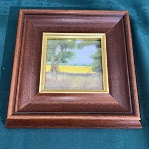 KEITH P ANDREWS "FIELD OF RAPE SEED" ORIGINAL Mini Framed ACRYLIC PAINTING - Picture 1 of 10