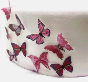 Cake Toppers Pretty Pink Butterfly 54 Butterflies Edible Wafer Paper Decorations - Picture 1 of 9