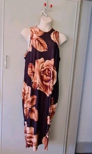 BLACK FLORAL STRETCH MAXI DRESS FROM BOOHOO PLUS SIZE 24 NEW WITH TAGS - Foto 1 di 2