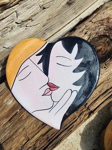Zanolli Italia piatto cuore dipinto a mano modernisti amanti arte ceramica targa da parete - Foto 1 di 10