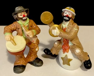 Vintage Flambro Emmett Kelly Jr Clowns Cymbals & Drum Gold Star Ball Figures - Picture 1 of 9