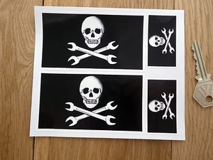 Juego de 4 pegatinas SKULL & CROSS SHANNERS para mecánica pirata rockero Jolly Roger - Imagen 1 de 1