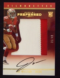 Joe Williams 2017 Preferred Silhouettes AUTO PATCH ROOKIE RC Card 49ers /49 - Picture 1 of 2
