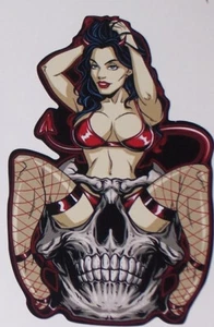 Sexy Pin Up girl In skull Decal Sticker Skulls Hot rod Rat Window Trunk - Picture 1 of 2
