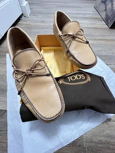 Tod's Men's LACCETTO Leather Brown Driving Loafers Size 7 (Women’s 8.5)in Box - Picture 1 of 12