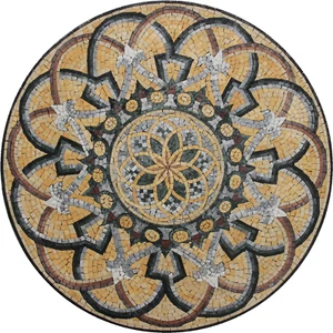 Mosaic Marble Connected Rings Artistic Medallion Home Pool Design Floor - Picture 1 of 1